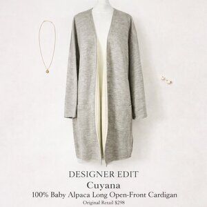 Cuyana 100% Baby Alpaca Long Open-Front Cardigan Made in Peru S/M